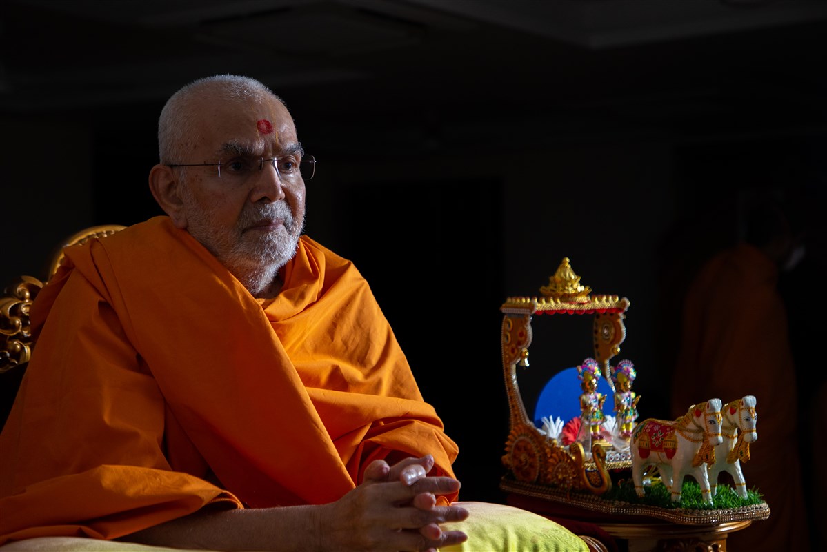 Swamishri watches the nagaryatra