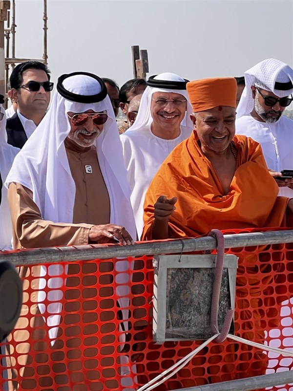His Excellency is overjoyed and overawed by size of the surrounding campus and the logistics of the hundreds of carved stones, each one numbered and ready to fix