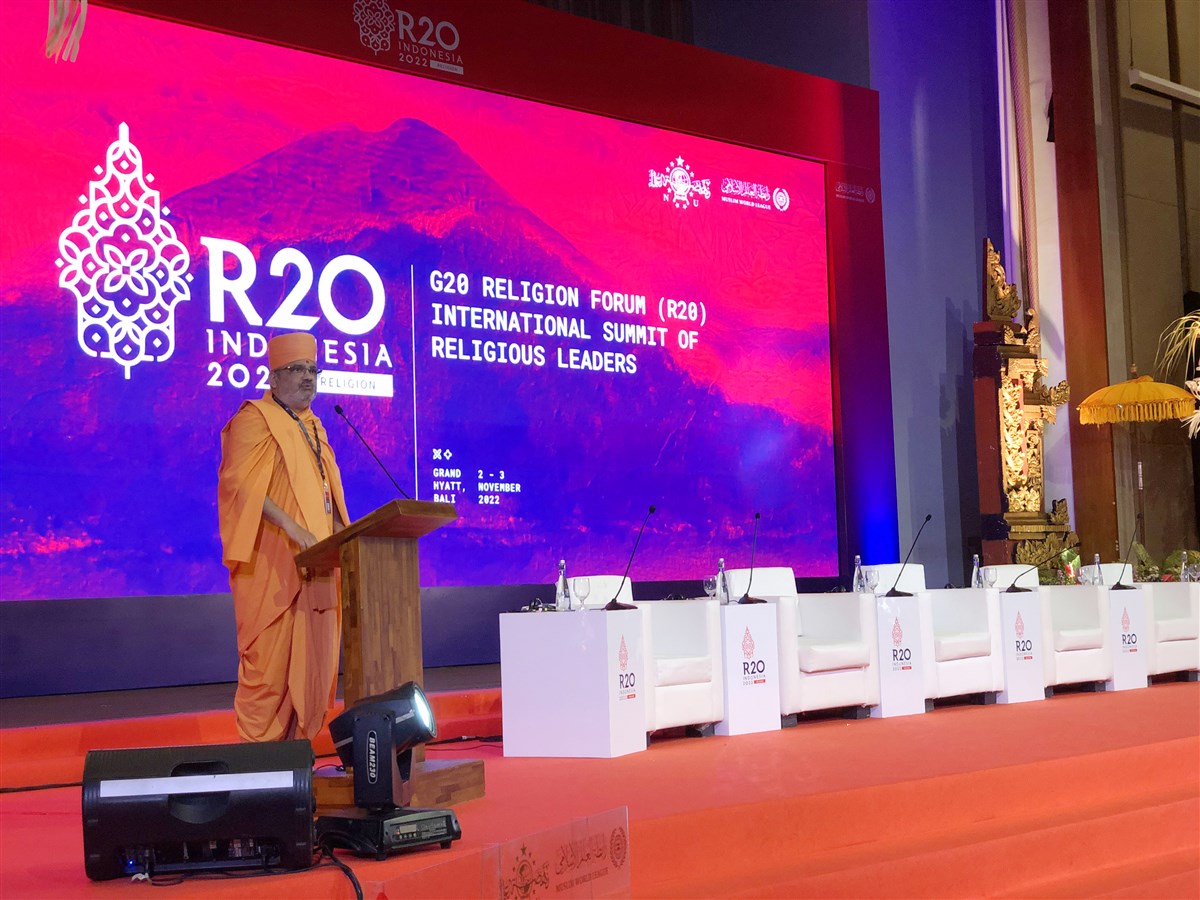 Mahamahopadhyay Bhadreshdas Swami had been invited by the organisers as one of the key speakers of the inaugural R20 summit