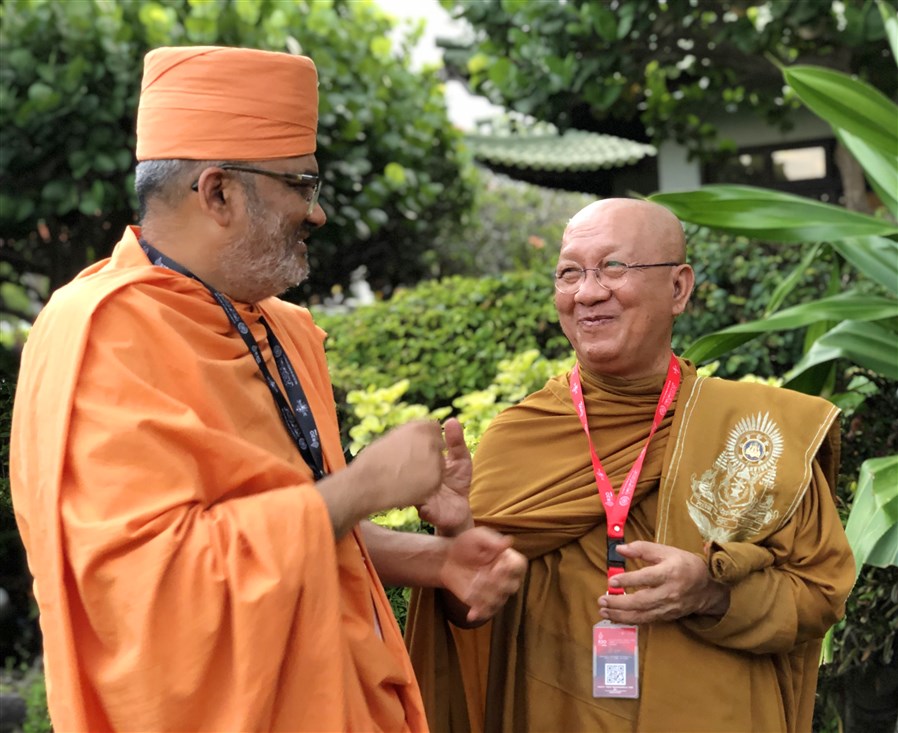 With a Buddhist leader