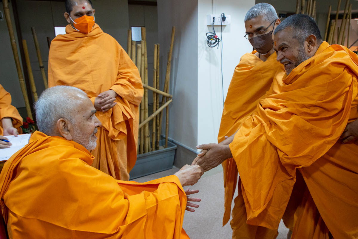 Swamishri blesses Narendraprasad Swami