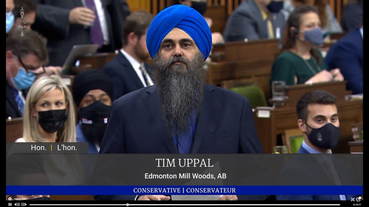 Hon. Tim Uppal, Deputy Leader of the Conservative Party of Canada recognized HH Pramukh Swami Maharaj in the Canadian Parliament on Dec. 7, 2021