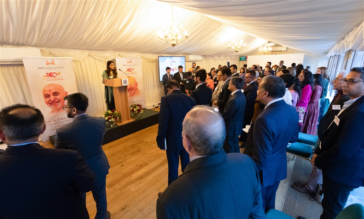 Karishma Patel, a BAPS volunteer at Neasden Temple, introduced the event to all those gathered