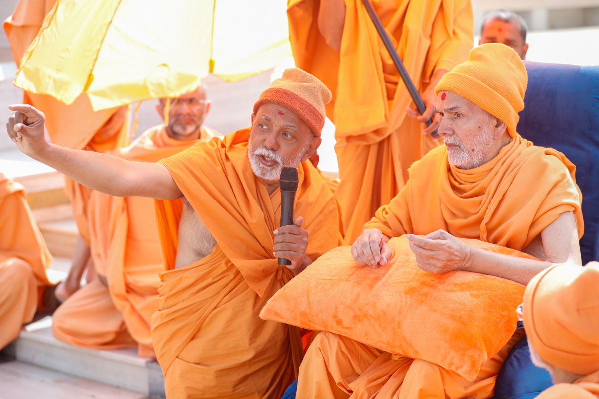 Shrijiswarup Swami explains about the mandir carvings