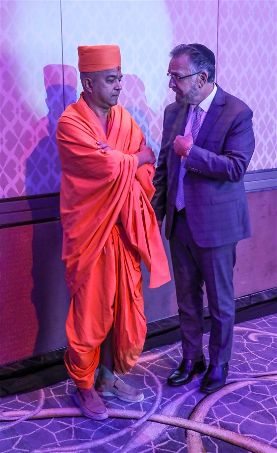 Swami Brahmaviharidas in conversation with Chief Rabbi David Rosen about the importance of human fraternity between cultures to tackle diverse world issues
