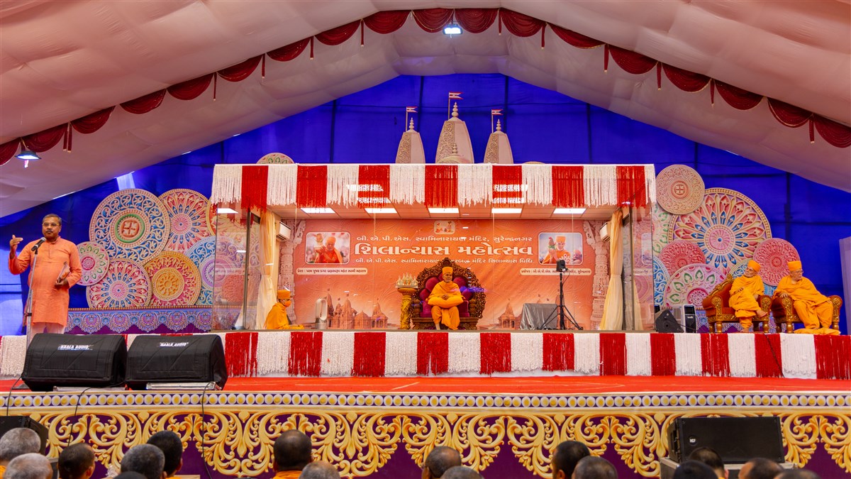 Swamishri during the shilanyas assembly