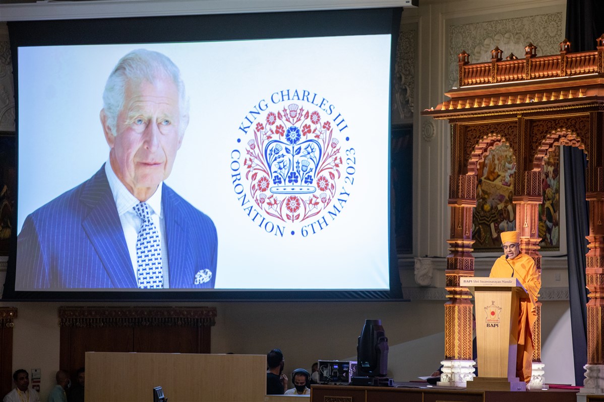 Yogvivekdas Swami shared a message of congratulations to the King upon his coronation