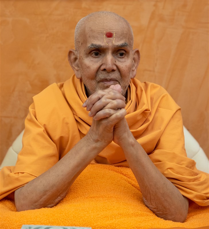 Swamishri in a meeting