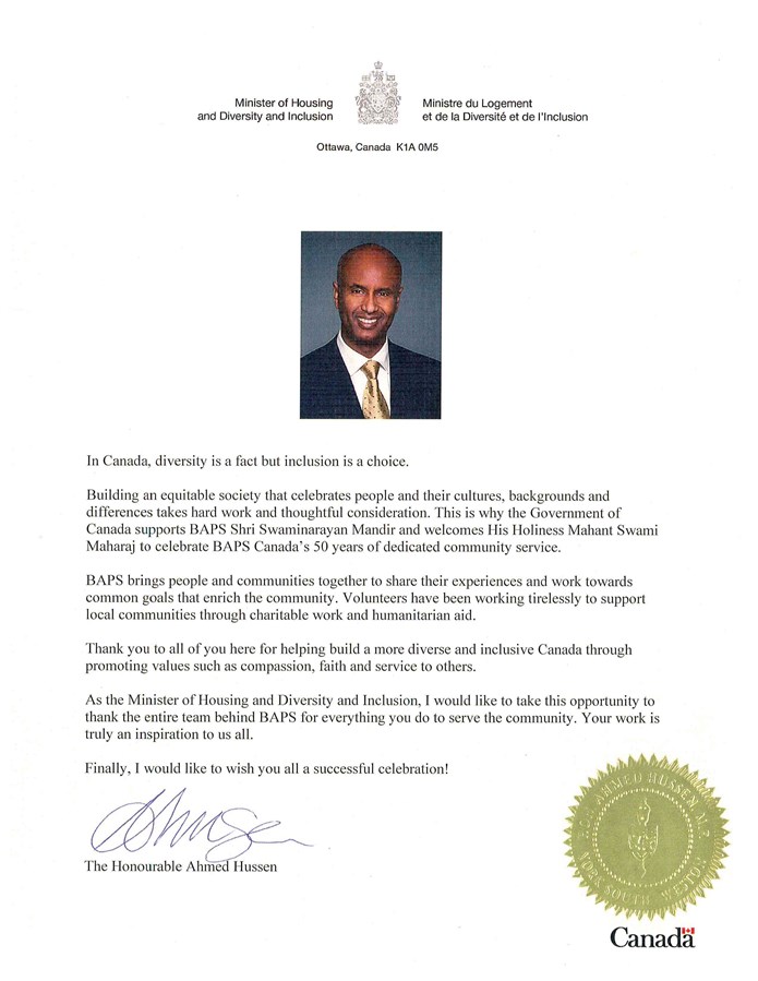 The proclamation presented by Hon. Ahmed Hussen, Minister of Housing and Diversity and Inclusion