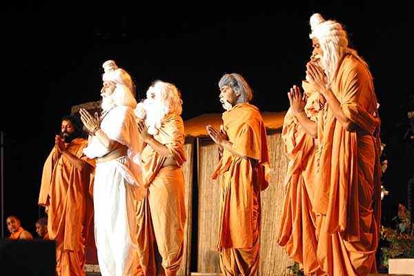 Youths perform a drama during the "Sanskruti" program