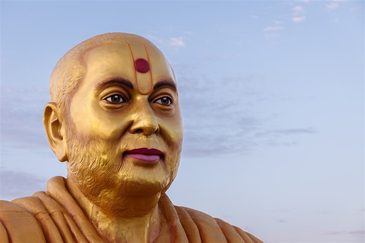 The murti of Pramukh Swami Maharaj in the Swaminarayan Nagar