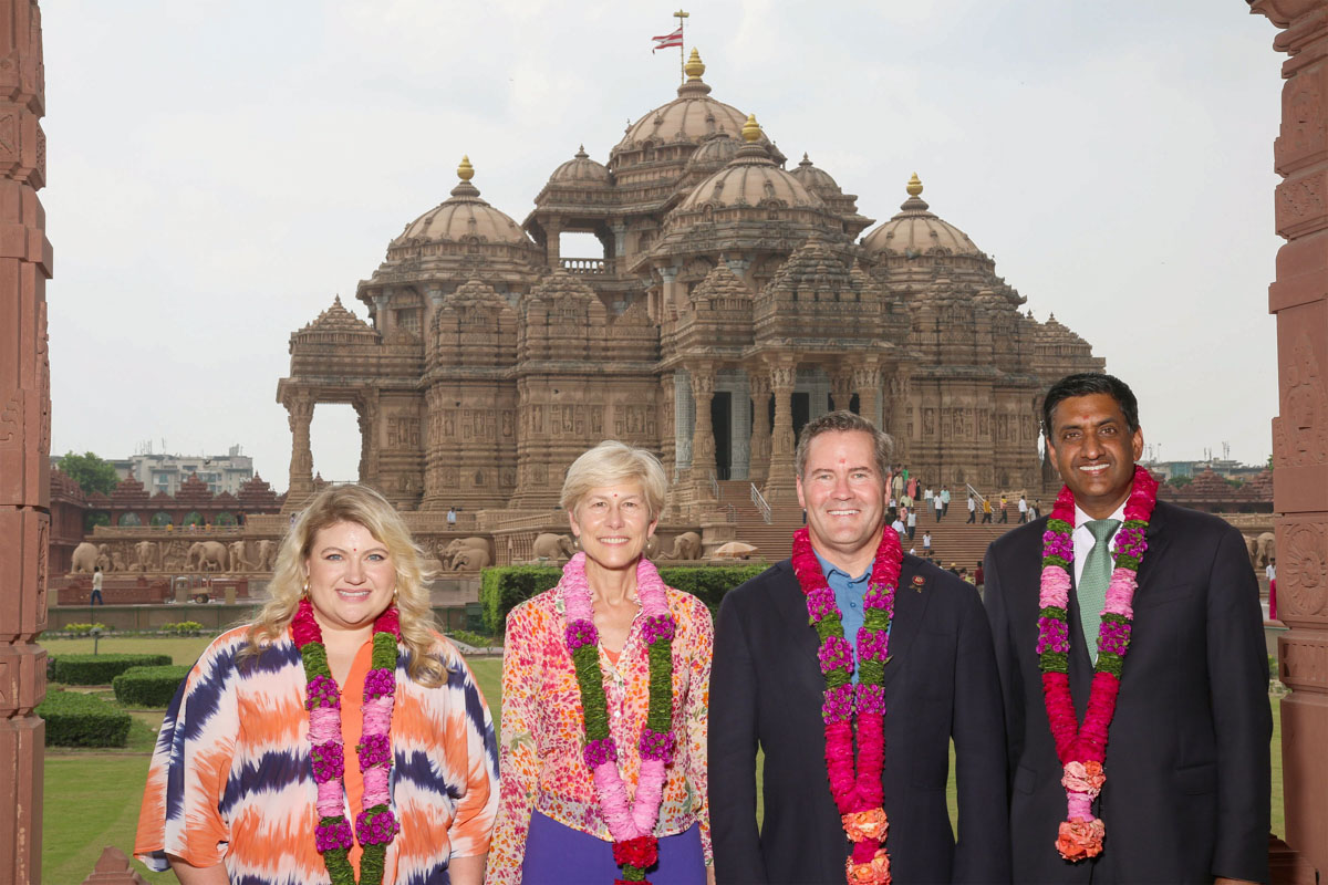 United States Congressional Delegation led by Congressman Ro Khanna (CA-17) and Congressman Michael Waltz (FL-06), co-chairs of the bipartisan Congressional Caucus on India and Indian Americans along with Congresswoman Deborah Ross (NC-2) and Congresswoman Kat Cammack (FL-3) visits Swaminarayan Akshardham 