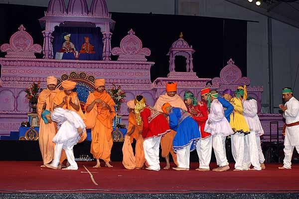 Youths perform a drama about Shastriji Maharaj 