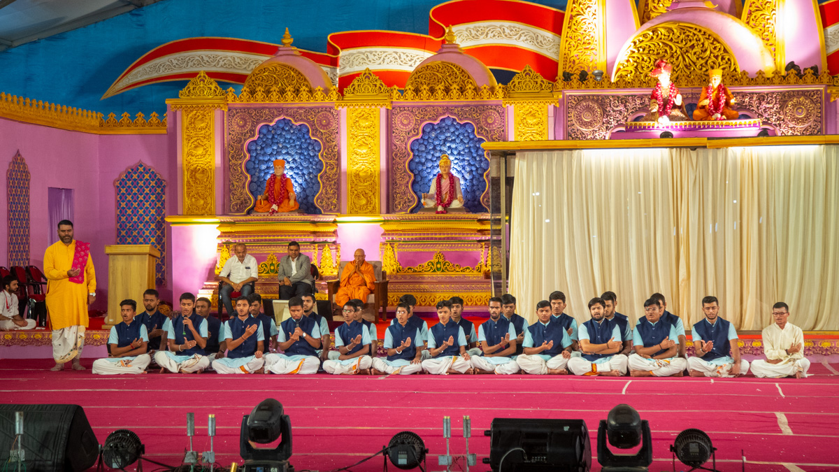 Youths sing Vedic mantras