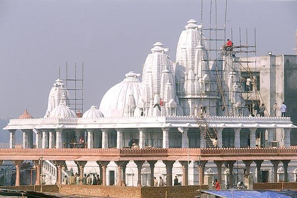 The final touches are being given to the newly built Shri Swaminarayan mandir made of marble
