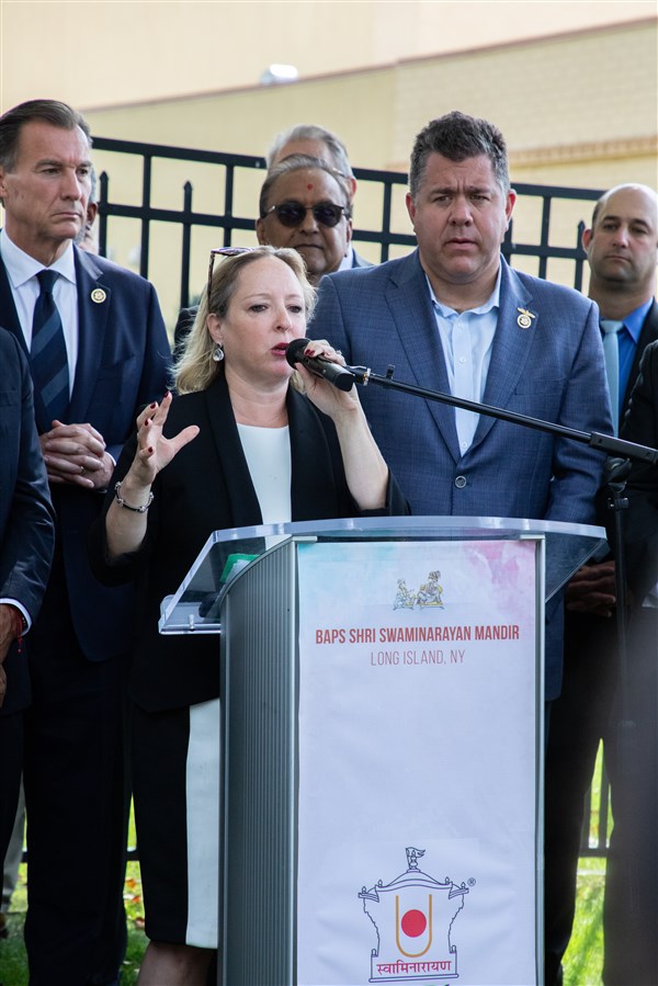 Suffolk County Legislator Rebecca Sanin expresses her support.