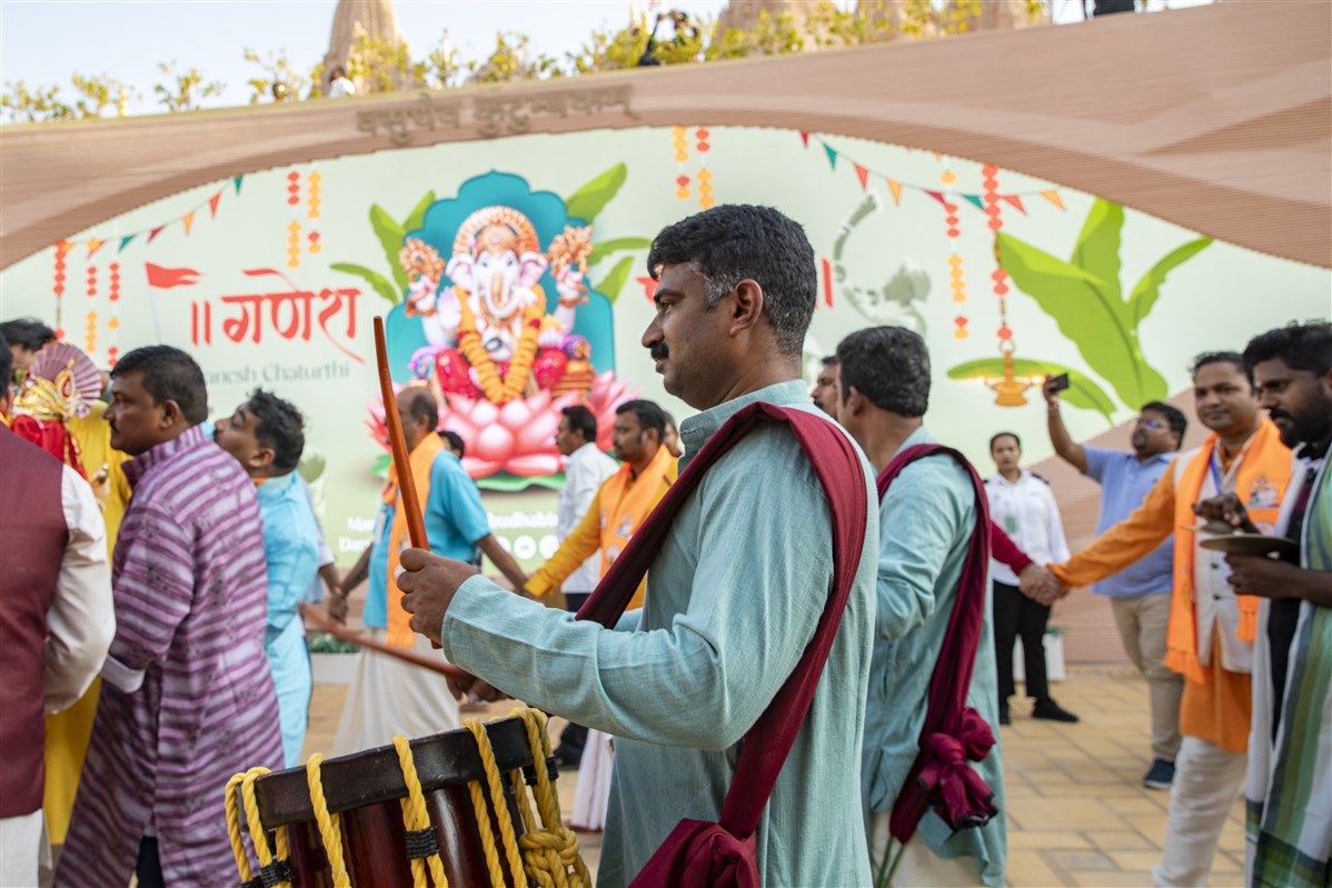 The South Indian drums elevate the festive spirit.