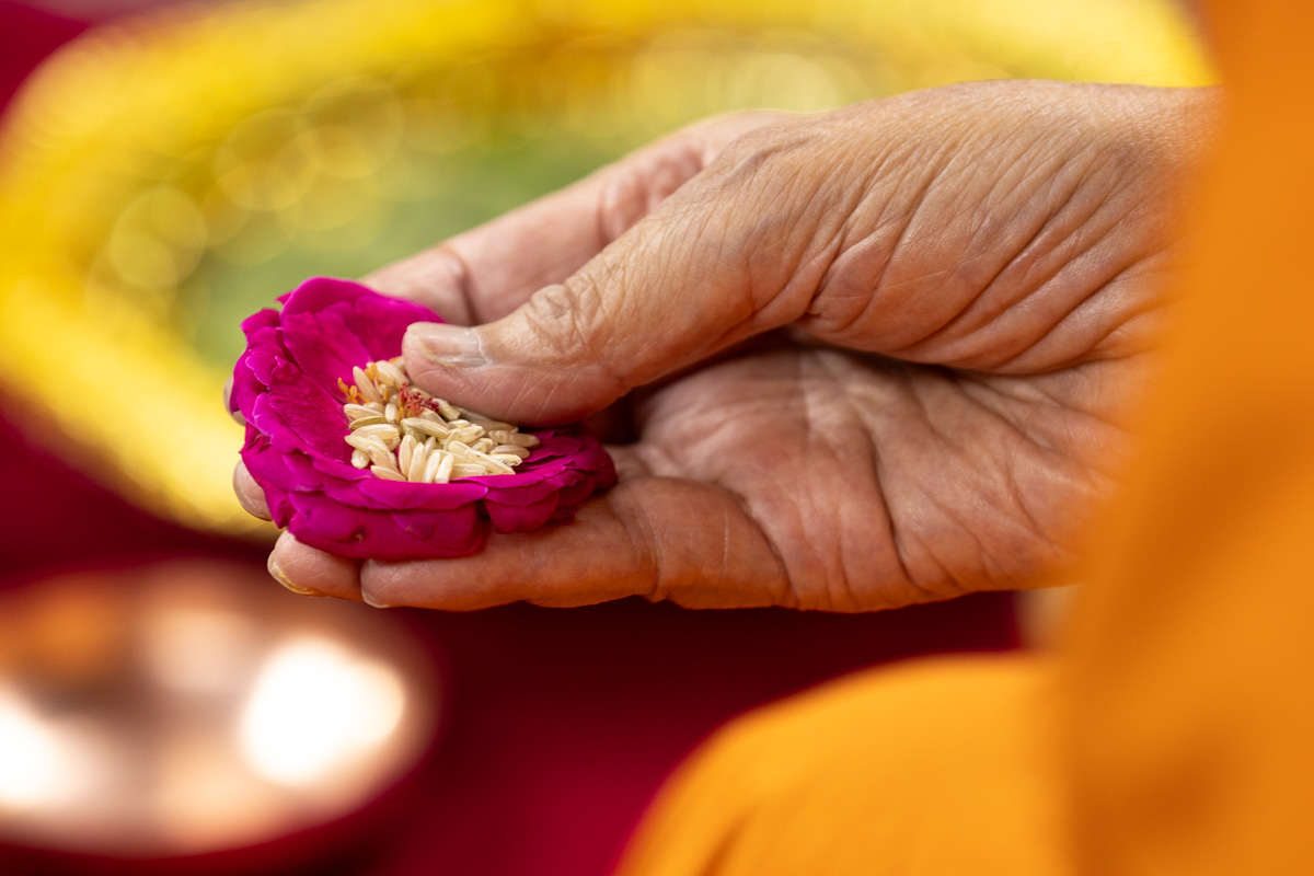 Swamishri performs the Sahajanand Namavali path