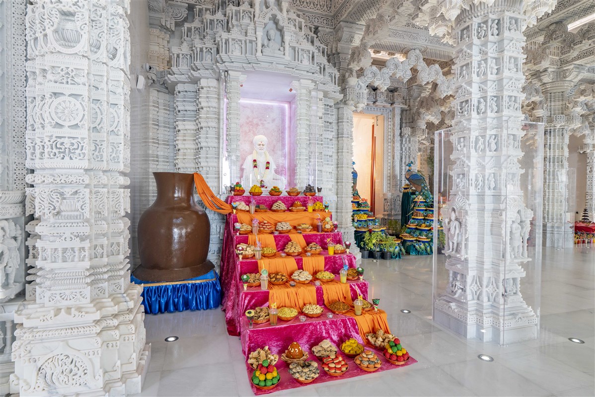 Annakut offered to the His Holiness Shastriji Maharaj at the Sankalp Jharukho