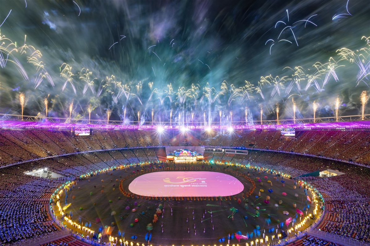 Fireworks during the closing presentation of the assembly