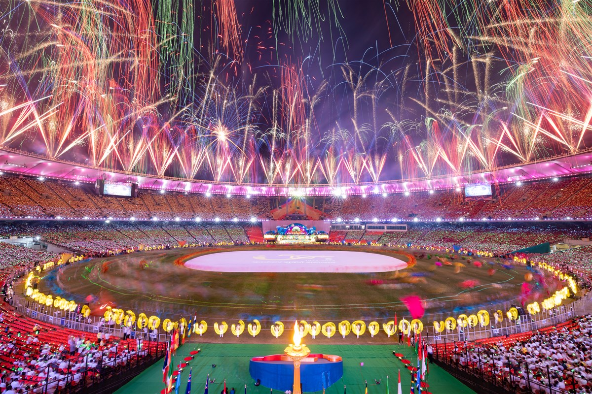 Fireworks during the closing presentation of the assembly
