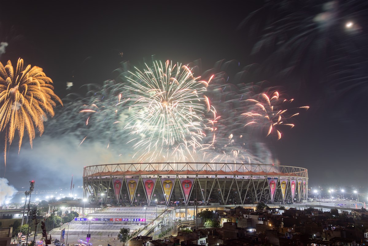 Fireworks at the end of the assembly