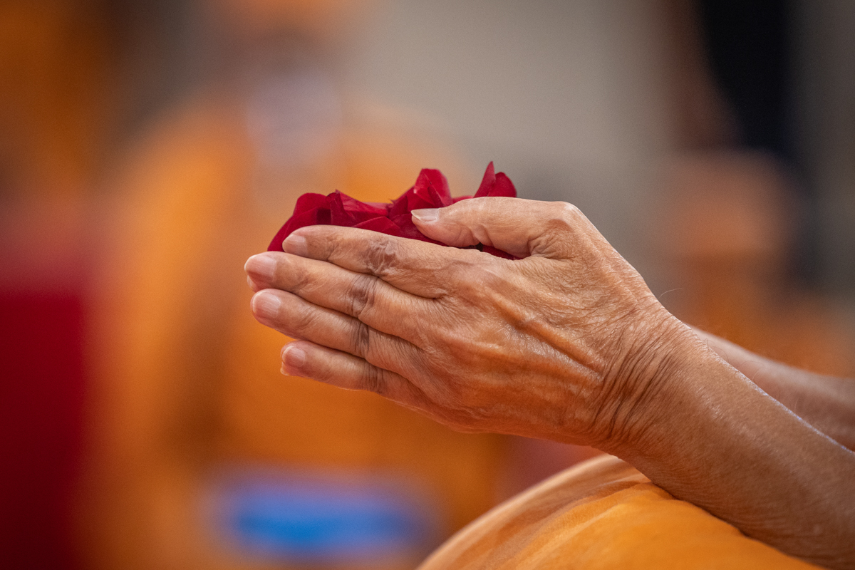 Swamishri offers mantra-pushpanjali