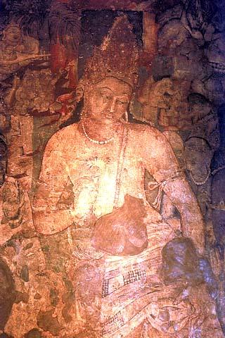 The famous mural of Padmapani, a Bodhisattva