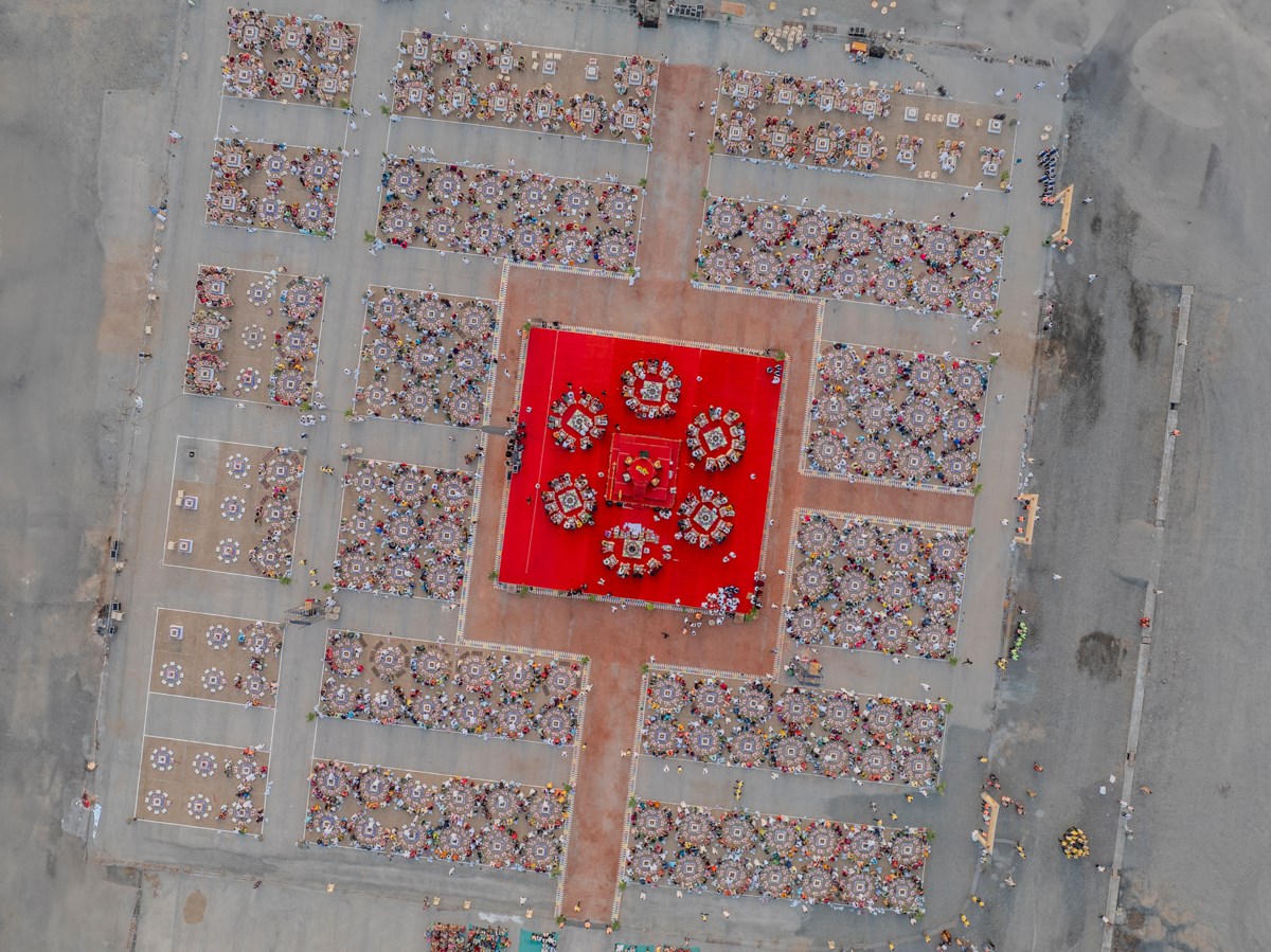 Aerial view of the Shri Swaminarayan Mahayag