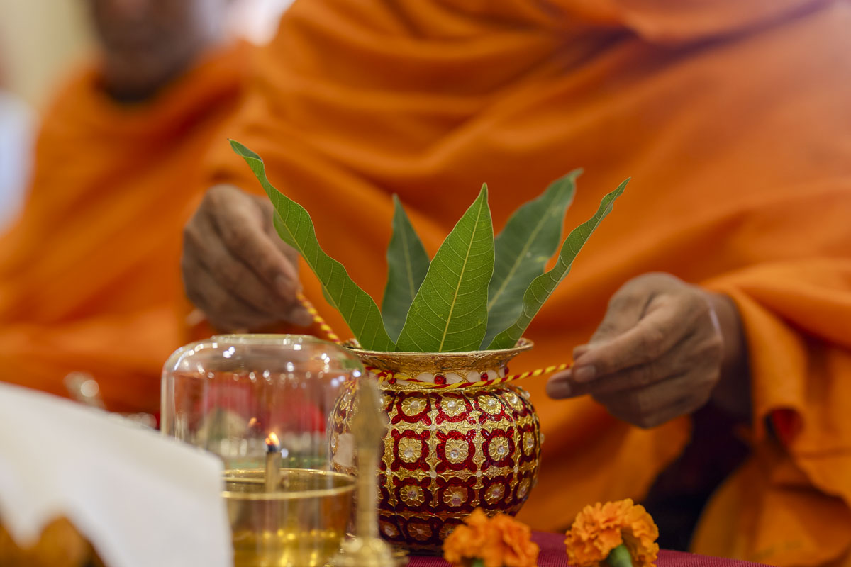 Yagneshwar Swami performs the yagna rituals