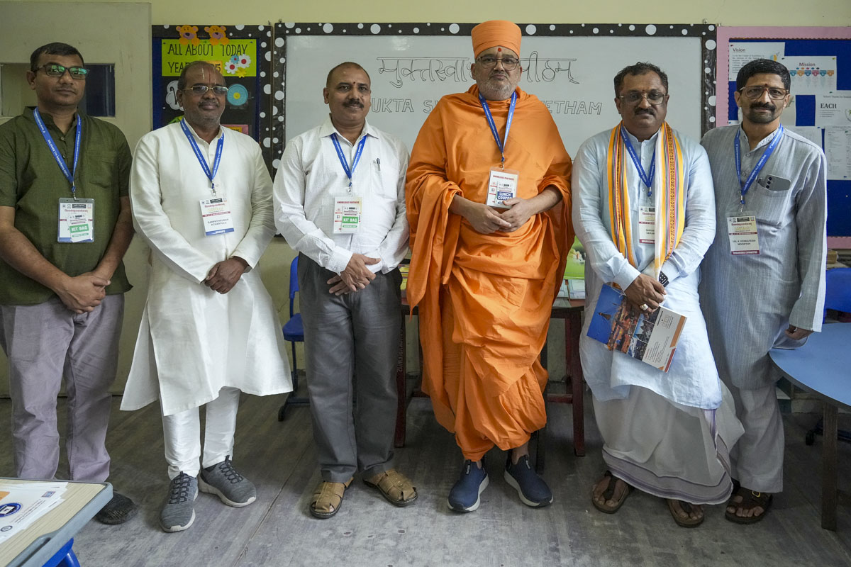 Bhadresh Swami, alongside renowned Sanskrit scholars from across the globe