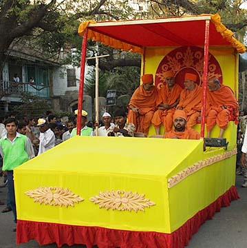 Senior sadhus gracing the procession from different floats 