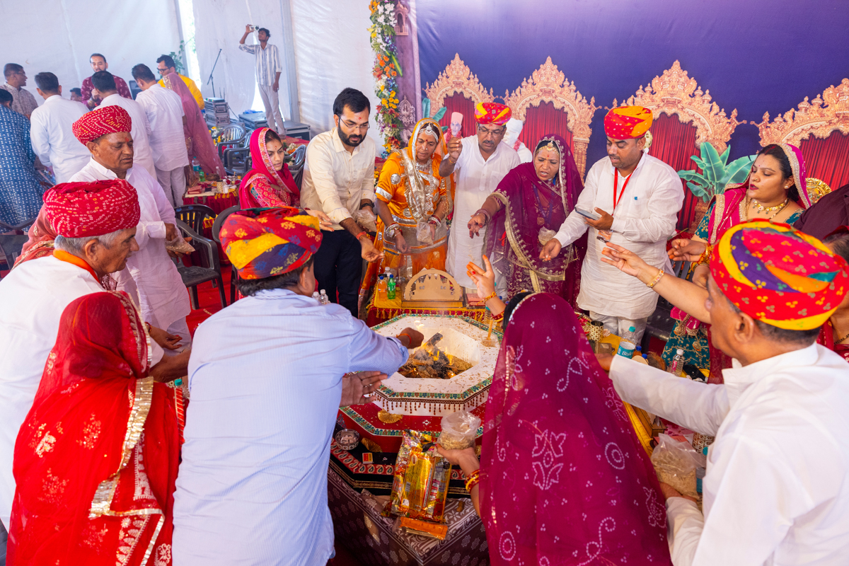 Devotees and well-wishers participate in the yagna rituals