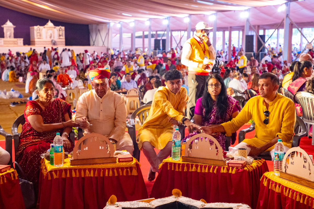 Devotees and well-wishers participate in the yagna rituals
