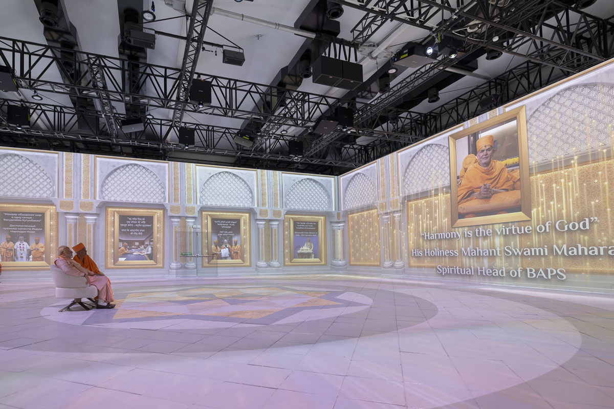 A Prime Moment: Prime Minister Shri Narendra Modi experiences The Fairy Tale immersive show, as Swami Bramhaviharidas unfolds its remarkable journey