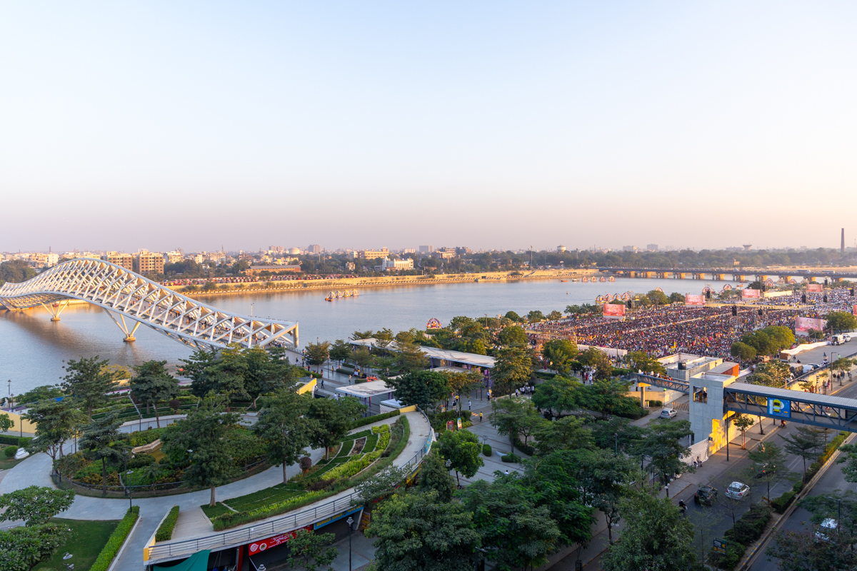 Aerial view of the Sabarmati Riverfront