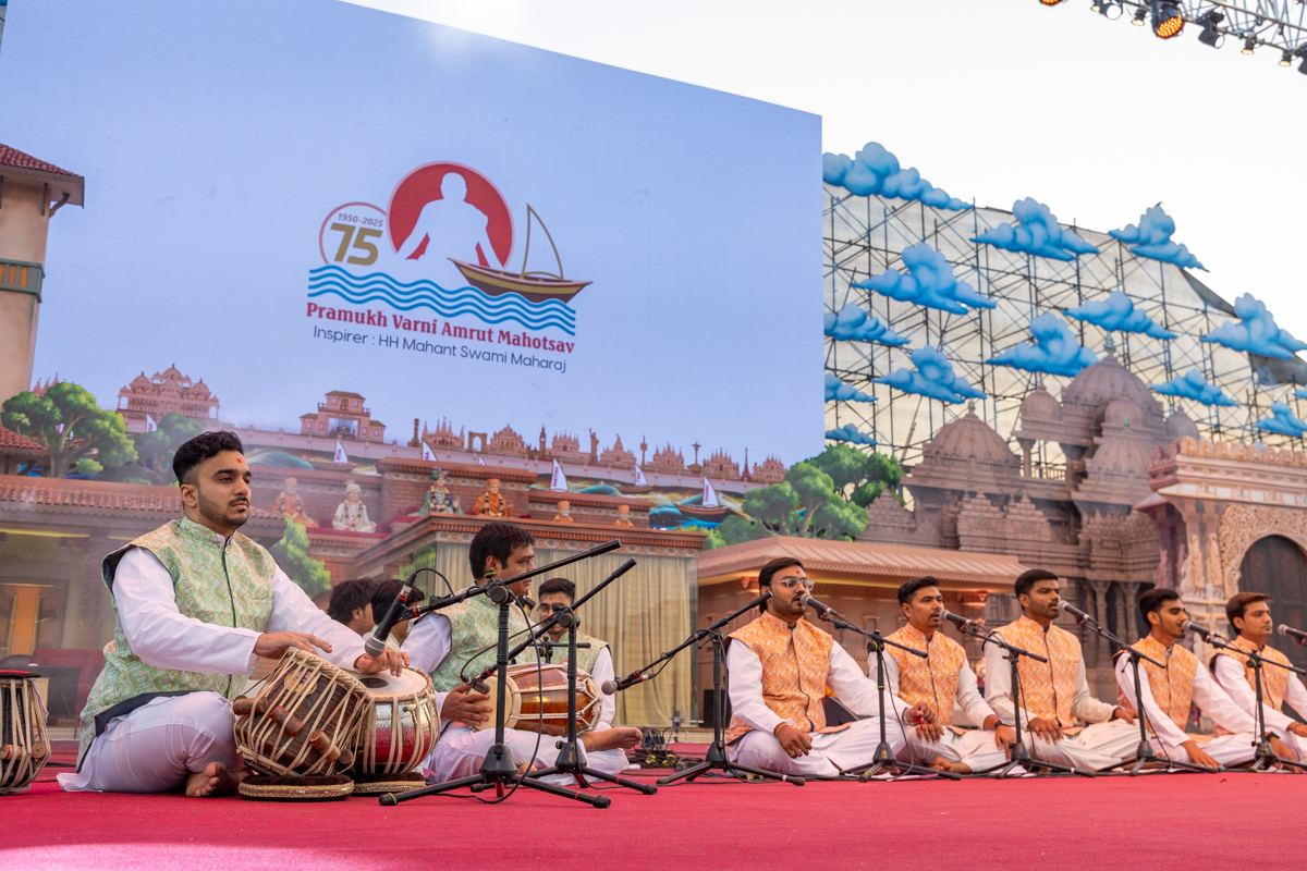 Youths sing kirtans