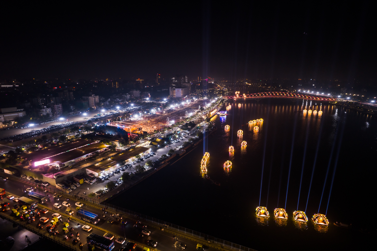 Aerial view of the assembly