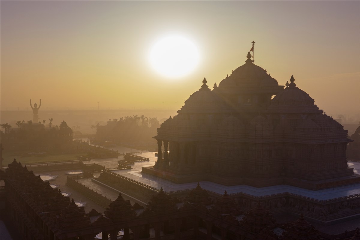 Aerial view of Swaminarayan Akshardham