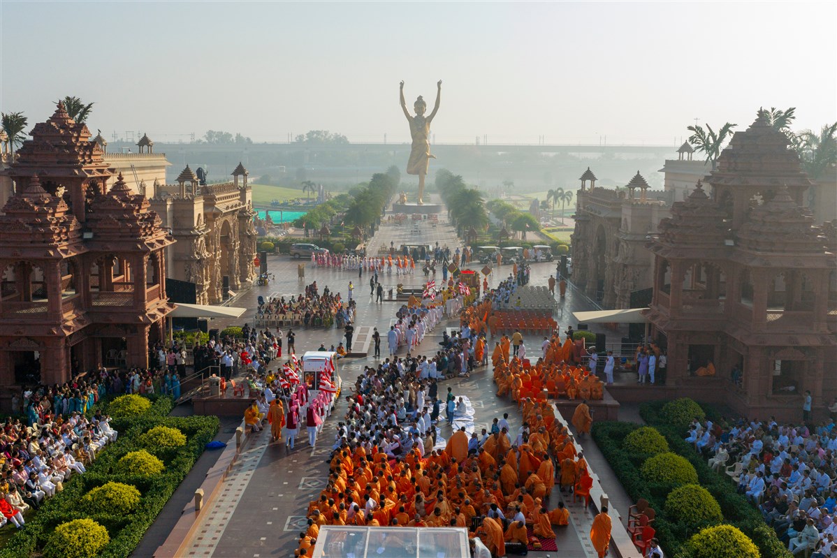 Aerial view of the procession
