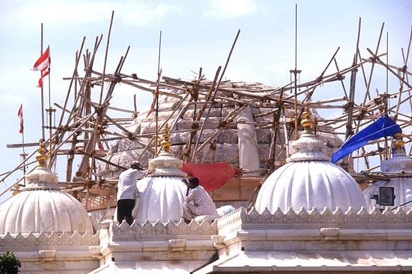 The renovation of mandir dome  