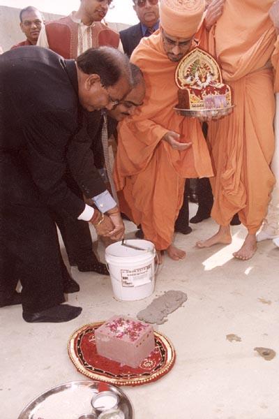 Vedic ceremony for placing of the first stone of the sanctum sanctorum