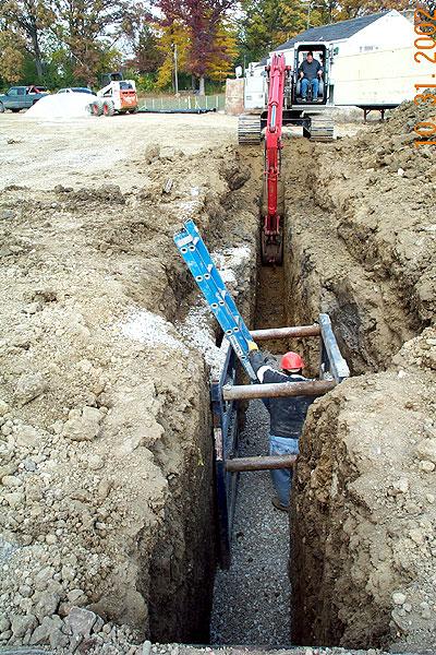 Site utility work, storm and sanitary sewers 