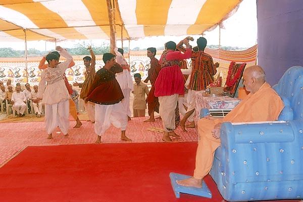 Youths perform a traditional dance 