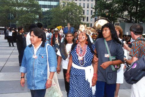 A delegation of Red Indians arrive for the Peace Summit
