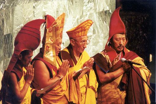 The delegation of Buddist monks from H.H. Dalai Lama recite a prayer