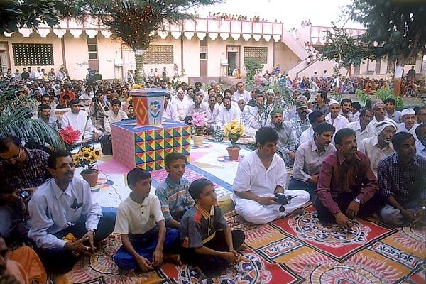 Satsang assembly held on a local farm