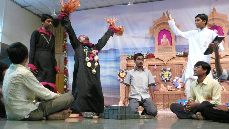  In the evening satsang assembly youths perform a cultural program