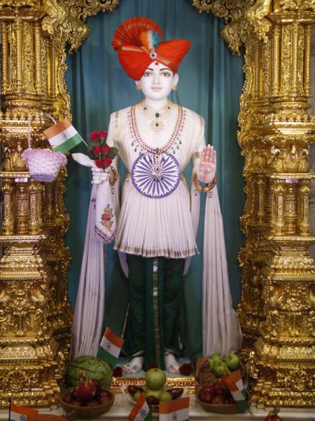 Shri Ghanshyam Maharaj adorned for the occasion, on the Republic Day of India
