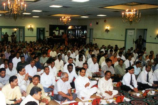 Devotees participating in the rituals
